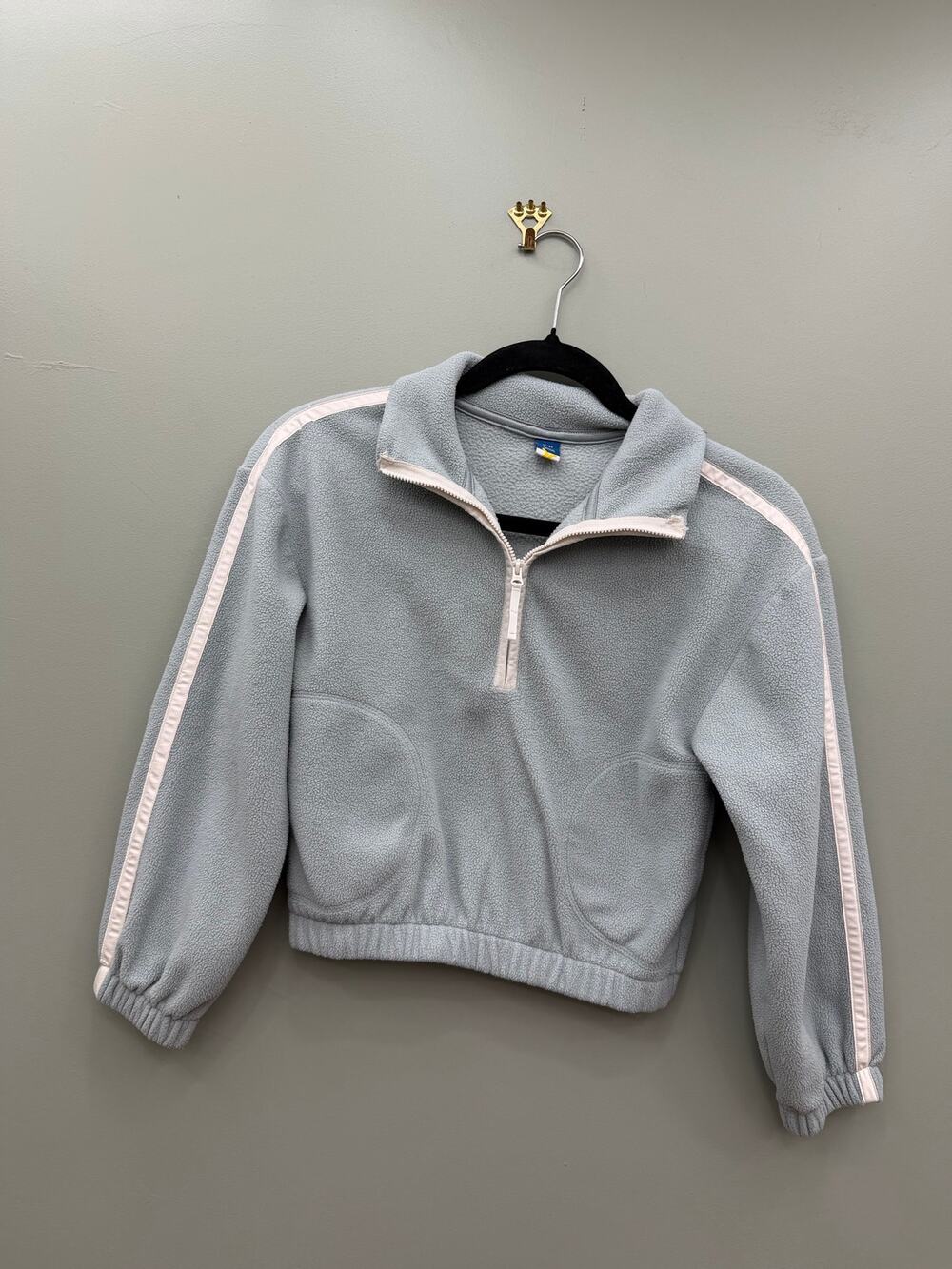 Girls Light Blue Quarter Zip Fleece Pullover Sweatshirt Size 8